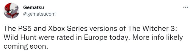 《巫师3：狂猎 年度版》次世代版本在欧洲完成PEGI评级 或将很快到来