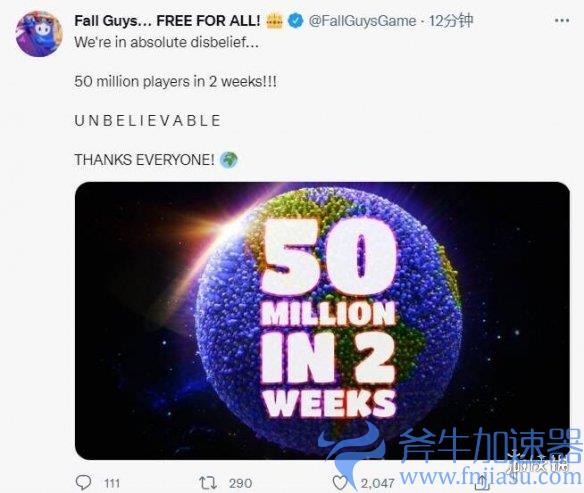 《糖豆人》官宣：全球玩家已突破5000万！用时仅两周