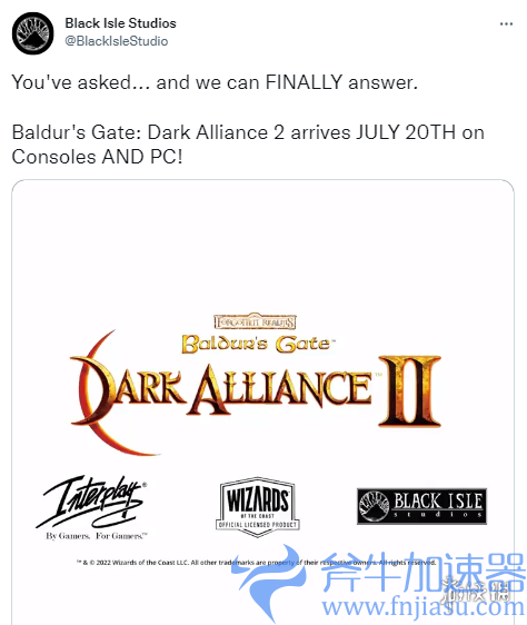 《博德之门：黑暗联盟2》版增强画面确认7月21日发售,斧牛加速器帮助玩家顺利进入游戏